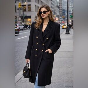 Braemar X Diana Charles Vintage 80s Black Virgin Wool Oversized Blazer Coat